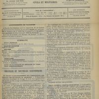 0873 - Page 865 - Sommaire / Chronique et nouvelles scientifiques. Un projet d'agrandissement de l'Association corporative des étudiants en médecine / Ligue contre la mortalité infantile / Statistique