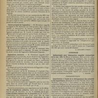 0880 - Page 872 - Sociétés savantes. Société de chirurgie. (Séance du 24 juin 1908). Oesophagoscopie. M. Routier / Cancer primitif de l'appendice. M. Potherat, M. Hartmann / Appendicite herniaire. M. Kirmisson / Un cas de rétraction de l'oponévrose palmaire : M. Routier ; Luxation de la quatrième vertèbre lombaire sur la cinquième par M. Legueu ; ganglions tuberculeux du cou / Analyses. Médecine. Le diabète maladie infectieuse. (Policlinico, Sez. pratica...). [A. Gaullieur l'Hardy] / Chirurgie. Splénectomie pour hémisection complète traumatique de la rate. (MM. Le Moine et Lévêque. Bull. de la Soc. anat...). [L. Alquier] / Thérapeutique. Contribution à l'étude de la thérapeutique des calmants et des hypnotiques. (Krieger et van der Velden. Deuts. med. Wochens...)