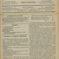 0885 - Page 877 - Sommaire / Chronique et nouvelles scientifiques. IIe Congrès des praticiens / Guerre