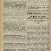 0894 - Page 886 - Sociétés savantes. Société de biologie. (Séance du 27 juin 1908). Action immédiate de la saignée sur le nombre des leucocytes. La rétention leucocytaire. MM. Jean Camus et Ph. Pagniez / Modifications histologiques des glandes à sécrétion interne par ingestion prolongée d'extrait hypophysaire. MM. L. Hallion et Alquier / Sérum de Trunecek et athérome expérimental. M. Trunecek, et conformément à la théorie de MM. Lévi et Hallion, MM. J. Teissier et L. Thévenot / Pouvoir hémolytique du mercure colloïdal électrique. Mme Bourguignon et M. Stodel / Digestion rapide par la papaïne à haute température de quelques tissus animaux. M. Pozerski / L'épaississement du tissu conjonctif du myocarde. M. Babes / Actes de la Faculté de médecine de Paris du 6 au 11 juillet 1908. Thèses