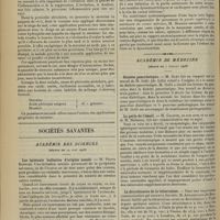 0938 - Page 930 - Médecine pratique. La stovaïne comme moyen de faire avorter la fluxion dentaire / Sociétés savantes. Académie des sciences. (Séance du 29 juin 1908). Les épistasis bulbaires d'origine nasale. M. Pierre Bonnier / Académie de médecine. (Séance du 7 juillet 1908). Diabète pancréatique. M. Gley, sur un travail de M. Gellé... / La perle de l'émail. M. Galippe, en son nom et au nom de M. Malassez / La décroissance de la tuberculose. M. Armaingaud...