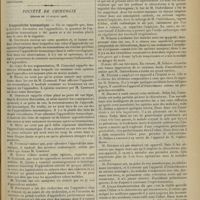 0969 - Page 969 - Sociétés savantes. Académie de médecine. (Séance du 15 juillet 1908). Résultats généraux obtenus par la broncho-oesophascopie en particulier au point de vue de l'extraction des corps étrangers des bronches et de l'oesophage. M. Guisez... / Société de chirurgie. (Séance du 15 juillet 1908). L'appendicite traumatique / Ethérisation. M. Nélaton, sur une présentation de M. Ombrédanne / Fracture de l'olécrâne. M. Quénu