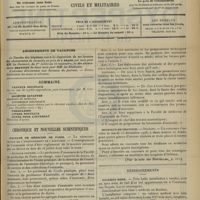 0985 - Page 985 - Sommaire / Chronique et nouvelles scientifiques. Faculté de médecine de Paris / Hôpitaux de Province. (Voir la suite des Nouvelles, p. 992) / Renseignements