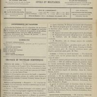 1009 - Page 1009 - Sommaire / Chronique et nouvelles scientifiques. Hôpitaux de Paris / Hôpitaux de Province / Facultés de médecine / Guerre / Distinctions honorifiques / Association française pour l'avancement des sciences