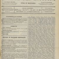 1031 - Page 1033 - Sommaire / Chronique et nouvelles scientifiques. Facultés de médecine / Écoles de médecine / Hôpital civil de Mustapha / Guerre
