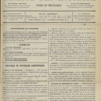 1043 - Page 1045 - Sommaire / Chronique et nouvelles scientifiques. Hôpitaux de Province / Guerre / Marine / Distinctions honorifiques / Faculté de médecine de Paris
