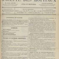 1067 - Page 1069 - Sommaire / Chronique et nouvelles scientifiques. Hôpital civil d'Oran / Écoles de médecine / Statistique / Clinique ophtalmologique / Emplois offerts en Algérie aux dames Docteurs en médecine / Nécrologie / Chemins de fer de Paris-Lyon-Méditerranée