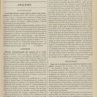 1085 - Page 1087 - Médecine pratique. Direction logique du traitement de la constipation ; par le Docteur G. Bardet. II. Critique des moyens laxatifs usuels. (A suivre) / Analyses. Bacteriologie. Un procédé clinique simple pour la culture des méningocoques. (H. Conradi. Deuts. med. Wochens...). [A. Lemierre] / Chirurgie. Ablation transpéritonéale des tumeurs de la vessie. (Charles H. Mayo. Annals of Surg...). [F. Gardner] / Sur l'importance de lafibrolysine en chirurgie. (M. Costa. Gazz. intern. di med...). [A. Gaullieur-l'Hardy] / Obstétrique. Essai sur le traitement intra-utérin de l'infection puerpérale. (Clément. Th. de Paris...). [L. Gayard]