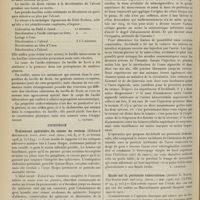 1144 - Page 1146 - Analyses. Bacteriologie. Les pseudo-bacilles acido-résistants. Critique des méthodes de coloration du bacille tuberculeux. Revision du groupe des bacilles dits acido-résistants. (A. Philibert. Th. de Paris...). [L. Gayard] / Chirurgie. Traitement opératoire du cancer du rectum. (Edward Archibald. Journ. Amer. med. Assoc...). [F. Gardner] / Etude sur la péritonite tuberculeuse. (Arthur K. Stone, The Boston med. and surg. Journ...). [M. Lance]