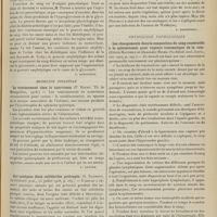 1181 - Page 1183 - Analyses. Médecine. Le diabète arthritique. Son mécanisme physiologique par excès du pouvoir amylolytique du sang. (Pariset. Arch. des mal. de l'appareil digestif et de la nutrition...). [L. Babonneix] / Médecine infantile. Le vomissement chez le nourrisson. (F. Rochu. Th. de Montpellier...). [L. Gayard] / Sur quelques états subfébriles prolongés. (G. Jacobson. La Pédiatrie prat...). [L. Babonneix] / Physiologie pathologique. Les changements dans la composition du sang consécutifs à la splénectomie pour rupture traumatique de la rate. (Edwin Matthew et Alexander Miles. The Edinb. med. Journ...). [M. Lance]