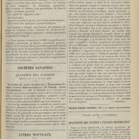 1231 - Page 1233 - Congrès français de médecine. (Xe session). [Genève, 3-5 septembre 1908]. Troisième question. II. Du moment de l'intervention chirurgicale dans la lithiase biliaire. Rapport de M. Ch. Mongour (de Bordeaux) / Sociétés savantes. Académie des sciences. (Séance des 24 et 31 août 1908). De l'action du sérum humain sur « Trypanosoma Pecaudi » Laveran. Différenciation de « Tr. Pecaudi » d'avec « Tr. gambiense ». MM. A. Thiroux et L. d'Anfreville / Livres nouveaux. Les grands médecins du XIXe siècle, par le Docteur G. Daremberg. [L. Babonneix] / Notes pour l'internat. Diagnostic des angines à fausses membranes