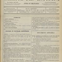 1235 - Page 1237 - Sommaire / Chronique et nouvelles scientifiques. Marine / Distinctions honorifiques / Statistique / Documents officiels. Décret modifiant le décret du 18 mai 1906, relatif au recrutement des pharmaciens militaires