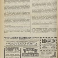 1272 - Page 1274 - Chronique et nouvelles scientifiques. Cours de technique clinique et thérapeutique avec application des méthodes spéciales et nouvelles / Chemins de fer de Paris-Lyon-Méditerranée / Renseignements