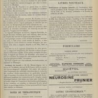 1409 - Page 1413 - Académie de médecine. (Séance du 13 octobre 1908). Epidémies. Widal / Traitement de l'infection puerpérale par les courants d'oxygène pur. M. Reynier / Accidents du travail. M. Ch. Monod, sur le bureau de l'Académie, une note de M. Larat / Notes de thérapeutique. Posologie de la digitaline dans l'asystolie / Livres nouveaux. Puériculture et hygiène infantile. Conférences faites sous la présidence de M. Georges Lyon... et Th. Barrois... [L. Babonneix] / Formulaire. Vaginite simple / Notes pour l'internat. Goitre exophtalmique