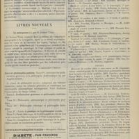1423 - Page 1427 - Formulaire. Traitement de la sciatique / Livres nouveaux. La ménopause, par le Docteur Vinay. [A. Gaullieur l'Hardy] / Cours de philosophie positive. Tome Ier, contenant les préliminaires généraux et la philosophie mathématique, par Auguste Comte. [L. Gayard] / Actes de la Faculté de médecine de Paris du 26 au 31 octobre 1908. Examens de doctorat / Thèses