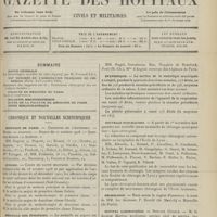 1449 - Page 1453 - Sommaire / Chronique et nouvelles scientifiques. Hôpitaux de Paris / Guerre / Médaille des épidémies / Statistique / Nouvelles publication / Nécrologie / Hôpital Lariboisière