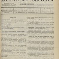 1497 - Page 1501 - Sommaire / Chronique et nouvelles scientifiques. Hôpitaux de Paris / Hôpitaux de Province / Faculté de médecine de Paris / Facultés de médecine / Asiles d'aliénés / Nécrologie / Chemins de fer de Paris-Lyon-Méditerranée