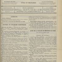 1557 - Page 1561 - Sommaire / Chronique et nouvelles scientifiques. Hôpitaux de Paris / Faculté libre de Lille / Société clinique de médecine mentale / Clinique médicale infantile / Enseignement médico-mutuel international, 1909 / Actes de la Faculté de médecine de Paris du 23 au 28 novembre 1908. Examens de doctorat