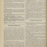 1648 - Page 1652 - Sociétés savantes. Société de biologie. (Séance du 28 novembre 1908). Recherches physiologiques sur le sang des noyés. MM. Fidon, Cl. Gautier et E. Martini / Pouvoir phagocytaire des globules blancs et indice opsonique dans la leucémie myélogène. M. Parvu / Acariens et cancer du système pilaire. M. Borrel / Pseudo coli anaérobies. M. Jungano / Élection / Pratique médicale. Un vieux remède trop oublié : cure de raisins / Livres nouveaux. La pratique thérapeutique, par MM. M. Courtois-Suffit... et F. Trémolières... [Albert Robin]