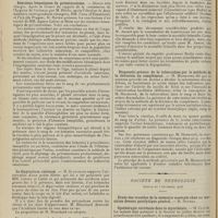 1694 - Page 1698 - Sociétés savantes. Académie de médecine. (Séance du 10 décembre 1908). Réactions hématiques de présaturnisme. M. Blache / Le dipyconium caninum. M. Blanchard, MM. Leroux et Labbé / Diagnostic précoce de la tuberculose. MM. Duportel Méry et Armand Delille, les collaborateurs du regretté Professeur Grancher / Le bilan des consultations de nourrissons et des gouttes de lait. M. E. Ausset... / Diagnostic précoce de la tuberculose par la méthode de la déviation du complément. M. Marmorek / Société de neurologie. (Séance du 3 décembre 1908). Opothérapie surrénale dans la myasthénie. M. Claude