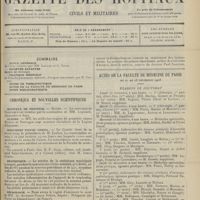 1701 - Page 1705 - Sommaire / Chronique et nouvelles scientifiques. Hôpitaux de Province / Guerre / Monument Victor Cornil / Statistique / Nécrologie / Hôpital Saint-Antoine / Actes de la faculté de médecine de Paris du 21 au 26 décembre 1908. Examens de doctorat