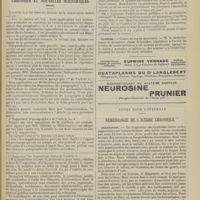 1733 - Page 1737 - Sociétés savantes. Académie de médecine. (Séance annuelle du 15 décembre 1908). Prix proposés pour l'année 1911. (Les Concours seront clos fin février 1911) / Chronique et nouvelles scientifiques (suite). Guerre / Notes pour l'internat. Séméiologie de l'ictère chronique