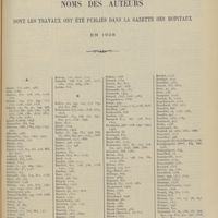 1809 - Page 1813 - Noms des auteurs dont les travaux ont été publiés dans la Gazette des hôpitaux en 1908