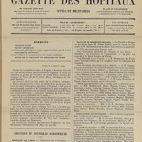0067 - Page 61 - Sommaire / Paris, le 15 janvier 1909 / Chronique et nouvelles scientifiques. Hôpitaux de Paris / Faculté de médecine de Paris / Distinctions honorifiques / Nécrologie