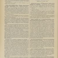 0158 - Page 152 - Sociétés savantes. Société médicale des hôpitaux. (Séance du 29 janvier 1909). Symphyse cardiaque ; syndrome surréno-vasculaire ; anévrisme du coeur. MM. E. Josué et H. Paillard / Ictère grave streptococcique. Formule hématologique des ictères hémolytiques, avec « réaction granuleuse » retardée. M. E. Sacquépée / Pronostic de la scarlatine compliquée de rougeole. M. Gouget / Société de biologie. (Séance du 30 janvier 1909). Influence des vents et des déplacements rapides sur les dépenses de l'organisme. M. Maurel / Lésions produites par la chloroformo-bacillurie d'Auclair inoculée dans la cavité pleurale. M. A. Courcoux / De l'action des alcaloïdes de l'opium sur les terminaisons nerveuses sensitives cutanées. M. Akil Moukhtar... / Actions chimiques produites par le sporotrichum Beurmanni. M. Blanchetière / Le tannage bichromaté pour la recherche du glycogène hépatique. M. Noël Fiessinger