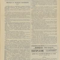 0159 - Page 153 - Sociétés savantes. Société de biologie. (Séance du 30 janvier). Le tannage bichromaté pour la recherche du glycogène hépatique. M. Noël Fiessinger / Chronique et nouvelles scientifiques (suite). Concours pour la nomination à l'emploi d'inspecteur départemental de l'hygiène et de la santé publiques / VIIIe Congrès international d'hydrologie, climatologie, géologie et physiothérapie / Hôpital Cochin-Annexe / Hôpital Laennec / Clinique des maladies du système nerveux / Chemin de fer de Paris-Lyon-Méditerranée / Actes de la Faculté de médecine de Paris du 8 au 13 février 1909. Thèses