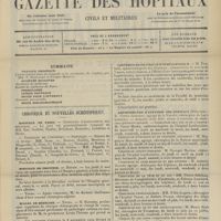 0243 - Page 237 - Sommaire / Chronique et nouvelles scientifiques. Hôpitaux de Paris / Hôpitaux de Province / Écoles de médecine / Conférences pratiques d'ophtalmologie / Amphithéâtre d'anatomie des Hôpitaux