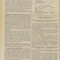 0250 - Page 244 - Sociétés savantes. Société de médecine de Paris. (Séance du 12 février 1909). Renouvellement des tissus. Rajeunissement des fonctions (Suite de la discussion). M. Roeser, sur la cure de M. Guelpa / Tuberculose laryngée et syphilis méconnue. Evolution et traitement. M. Dubar / Tables et maisons de régime, MM. Dedet, Leroux, Maurice Faure, Dignat, Marcel Labbé, Nigay, Audistère, Mazeran / La gymnastique musculaire électrique. M. Laquerrière / Avis / Formulaire. Poudre dentifrice / Autre poudre dentifrice / Livres nouveaux. Indications opératoires dans les affections de l'estomac, par le Docteur Delangre... [L. Gayard] / Maladies des articulations. Action physiologique du massage, par le Docteur Norström. [L. Babonneix]