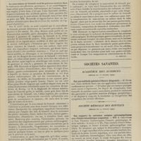 0271 - Page 265 - Médecine pratique. Les intoxications par le sous-nitrate de bismuth administré à l'intérieur. [M. Brelet] / Sociétés savantes. Académie des sciences. (Séance du 15 février 1909). Sur une méthode spéciale d'électro-diagnostic. M. Guyenot / Société médicale des hôpitaux. (Séance du 19 février 1909). Des rapports de certaines anémies splénomégaliques avec l'ictère hémolytique congénital. MM. A. Chauffard et Jean Troisier