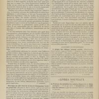 0358 - Page 352 - Analyses. Médecine. Sur le microbisme latent des bacilles typhiques (H. Lüdke. Münch. med. Wochens...). [A. Lemierre] / Névralgie du côté droit de la face et hémispasme facial du même côté (Bouchaud. Revue neurol...). [L. Alquier] / Chirurgie. Goitre lingual (R. A. Stirling. Ann. of Surg...). Un cas de sarcome du corps thyroïde (E. A. Vanderveer. Ibid...). [F. Gardner] / Anatomie pathologique. A propos des réflexes cutanés croisés (Bertolotti. Revue neurol...). [L. Alquier] / Livres nouveaux. La pratique des maladies des enfants (diagnostic et thérapeutique)... I. Introduction à la médecine des enfants, par les Docteurs Marfan, Andërodias et Cruchet. [L. Babonneix]
