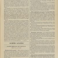 0381 - Page 375 - Médecine pratique. Les érythèmes graves principalement au cours de la fièvre typhoïde. [M. Brelet] / Sociétés savantes. Société médicale des hôpitaux. (Séance du 12 mars 1909). Névralgie faciale et pelade. MM. Jacquet et Sergent / Rhumatisme chronique thyroïdien chez les tuberculeux. MM. Léopold-Lévi et Henri de Rothschild / Valeur comparative de la cuti et de l'intra-dermo-réaction à la tuberculine chez l'enfant. M. Macé de Lépinay / Rhumatisme tuberculeux. M. Antonin Poncet / Etude clinique et anatomique de deux cas d'ictère grave septicémique, de l'indication opératoire dans l'ictère grave. MM. Quénu et Joltrain