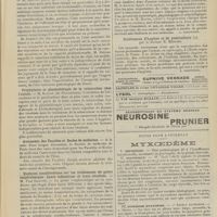 0395 - Page 389 - Sociétés savantes. Société de médecine de Paris. (Séance du 12 mars 1909). De l'état antérieur dans les accidents du travail (suite). M. Bouvet / Prophylaxie et physiothérapie de la tuberculose chez l'enfant. M. Keller... / Autonomie des Facultés et Ecoles de médecine / Quelques considérations sur les traitements du goitre exophtalmique. Leurs indications et leurs résultats. M. Paul Sainton / Livres nouveaux. Maladies des enfants, par le Docteur E. Apert (Bibliothèque Gilbert et Fournier). [L. Babonneix] / Conférences d'hygiène et de puériculture, par le Docteur R. Mercier. [L. Babonneix] / Notes pour l'internat. Myxoedème