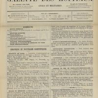 0399 - Page 393 - Sommaire / Chronique et nouvelles scientifiques. Hôpitaux de Paris / Écoles de médecine / Muséum d'histoire naturelle / Distinctions honorifiques / Conférence / Chemins de fer de Paris-Lyon-Méditerranée / Avis