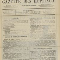 0411 - Page 405 - Sommaire / Chronique et nouvelles scientifiques. Hôpitaux de Paris / Guerre / Maison de Nanterre / Chemins de fer de Paris-Lyon-Méditerranée / Bulletin bibliographique