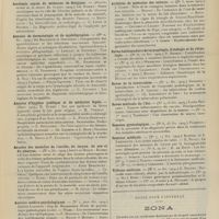 0431 - Page 425 - Articles originaux des principales publications françaises et étrangères. Académie royale de médecine de Belgique / Annales de dermatologie et de syphiligraphie / Annales d'hygiène publique et de médecine légale / Annales des maladies de l'oreille, du larynx, du nez et du pharynx / Annales médico-psychologiques / Archives d'électricité médicale expérimentales et cliniques / Archives de médecine des enfants / Revue hebdomadaire de laryngologie, d'otologie et de rhinologie / Revue de la tuberculose / Revue médicale de l'Est / Semaine gynécologique / Semaine médicale / Tribune médicale / Notes pour l'internat. Zona