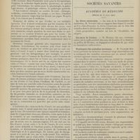 0464 - Page 458 - Intérêts professionnels. Sur la nouvelle organisation des études médicales ; par M. Léon Imbert... / Sociétés savantes. Académie de médecine. (Séance du 30 mars 1909). La fièvre récurrente. Au nom de la commission des épidémies, M. Vincent / Les eaux Luchon. M. Moureu / Traitement des maladies nerveuses. M. Page...