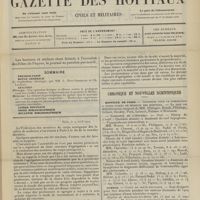 0511 - Page 505 - Sommaire / Paris, le 9 avril 1909 / Chronique et nouvelles scientifiques. Hôpitaux de Paris / Guerre