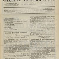 0639 - Page 633 - Sommaire / Chronique et nouvelles scientifiques. Hôpitaux de Paris / École de médecine / Gouvernement général de l'Algérie / Muséum d'histoire naturelle / Société de l'internat / Prix de la Société de médecine de Bordeaux / Nécrologie. (Voir la suite des Nouvelles, p. 642) / Chemins de fer de Paris-Lyon-Méditerranée