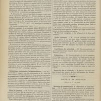 0646 - Page 640 - Sociétés savantes. Société de chirurgie. (Séance du 28 avril 1909). Psychoses consécutives aux traumatismes crâniens. M. Auvray / Epithélioma testiculaire d'origine wolfienne. M. Mauclaire, sur une observation de M. Patel... / Plaie du poumon. M. Tuffier / Fistules vésico-vaginales. M. Faure, sur six observations opérées avec succès par M. Bégouin / Plaie du poumon et du péricarde, suture, guérison. M. Lejars / Greffe ovarienne. M. Tuffier / Angiolipome du mésocôlon. M. Routier / Fulguration. M. Nélaton / Cancer du foie et clavicule. M. Delbet / Société de biologie. (Séance du 1er mai 1909). Déviation du complément à la tuberculine et cuti-réaction. M. P. Armand-Delille, du service de M. Marfan / Sur l'arrêt des anticorps hydatiques au niveau du placenta. MM. Parvu et Ch. Laubry, chez une malade du service de M. Bonnaire
