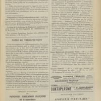 0771 - Page 765 - Sociétés savantes. Société de biologie. (Séance du 22 mai 1909). Comparaison de la voie gastrique avec la voie sous-cutanée au point de vue des doses minima mortelles. M. Maurel / Topographie du tissu parathyroïdien du chat. MM. Harvier et Morel / Notes de thérapeutique / Articles originaux des principales publications françaises et étrangères. Deutsche medizinische Wochenschrift / Pester Medizinisch-chirurgische Presse / Semaine médicale / Notes pour l'internat. Apoplexie pulmonaire