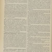 0834 - Page 828 - Sociétés savantes. Société de biologie. (Séance du 5 juin 1909). Variations de l'amylase sanguine après ligature du canal pancréatique. MM. Clerc et Loeper / Narcose par voie rectale. MM. Legueu, Morel et Verliac / Sur la spécificité de l'anaphylaxie chez le lapin. MM. E. Lesné et L. Dreyfus / Ferment protéolytique des polynucléaires dans les méningites aiguës à méningocoques. MM. N. Fiessinger et P.-L. Marie / Note sur l'existence de glandes vasculaires sanguines non décrites juxta-thymiques. MM. L. Tixier et Mlle Feldzer / Biligénie hémolytique locale dans l'hémorragie méningée. MM. Widal et Joltrain