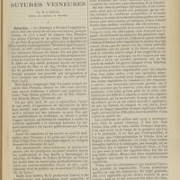 0843 - Page 837 - Revue générale. Applications chirurgicales des sutures veineuses ; par M. J. Fiolle... I. Historique / II. Indications