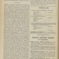 0864 - Page 858 - Les applications du sérum de Roux dans un service de médecine ; par P.-E. Launois... / Formulaire. Poudre à employer contre le coryza aigu / Poudre antiseptique et anesthésiante favorable aux pansements des escarres douloureuses des typhiques ou des brulures étendues / Articles originaux des principales publications françaises et étrangères. Académie royale de médecine de Belgique / Archives des maladies de l'appareil digestif et de la nutrition / Archives générales de chirurgie / Archives médico-chirurgicales de province