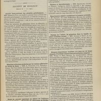 0873 - Page 867 - Sociétés savantes. Société médicale des hôpitaux. (Séance du 11 juin 1909). Des méningites cérébro-spinales abortives, à liquide clair, sans méningocoques apparents. Leur démonstration par la réaction de Vincent. M. Vincent, un mémoire de MM. Salebert et Louis / Société de biologie. (Séance du 12 juin 1909). Pouvoir leuco-activant des sérosités pathologiques. MM. Achard et Foix / Hépatites scléreuses produites par les toxines adhérentes du bacille de Koch. MM. A. Courcoux et L. Ribadeau-Dumas / Etude du pouvoir opsonique en dehors de l'influence directe du sérum. -Recherche du phénomène de Pfeiffer avec le gonocoque. M. Le Play / Thymus et thyroïdectomie. MM. Jeandelize, Lucien et Parisot / Hypertension céphalo-rachidienne et pression artérielle. M. Parisot / Passage de l'iodure de potassium dans le liquide céphalo-rachidien normal. MM. Achard et Ribot / Biligénie hémolytique localisée à la peau sur de larges plaques d'érythème noueux sans extravasation sanguine. MM. Widal et René Benard
