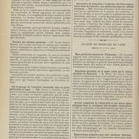 0952 - Page 946 - Sociétés savantes. Société de biologie. (Séance du 26 juin 1909). Action des rayons X sur le thymus. MM. Aubertin et Bordet / Toxicité des extraits cancéreux. Mme Nicole Girard-Mangin / Sur le passage de l'invertine intestinale dans la cavité péritonéale du lapin. MM. Roger et Garnier / Syndrome de coagulation massive, de xanthochromie et d'hématoleucocytose du liquide céphalo-rachidien. MM. Mastrezat et Roger / Action de l'abrine sur la teneur en glycogène du foie. M. Doyon / Spirochètes de Schaudinn à l'intérieur des fibres musculaires lisses de l'intestin ; non pénétration dans les cellules nerveuses. MM. Sabrazès et Dupérié... / Société de médecine de Paris. (Séance du 26 juin 1909). Maux perforants plantaires. Traitement. M. Lacapère / Néoplasme épithélial de la vessie traité par le radium (méthode de Dominici). M. Minet / Actions comparées de l'électricité et des autres agents physiques dans le traitement des atrophies musculaires. MM. Laquerrière et Delherm / Néphrectomie primitive pour rein calculeux. Guérison. M. Cathelin