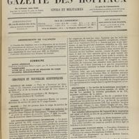 0959 - Page 953 - Abonnements de vacances / Sommaire / Chronique et nouvelles scientifiques. Hôpitaux de Paris / Guerre / Marine / XVIe Congrès international de médecine / Statistique / Dispensaire Furtado-Heine / Avis. (Voir la suite des Nouvelles, p. 961)